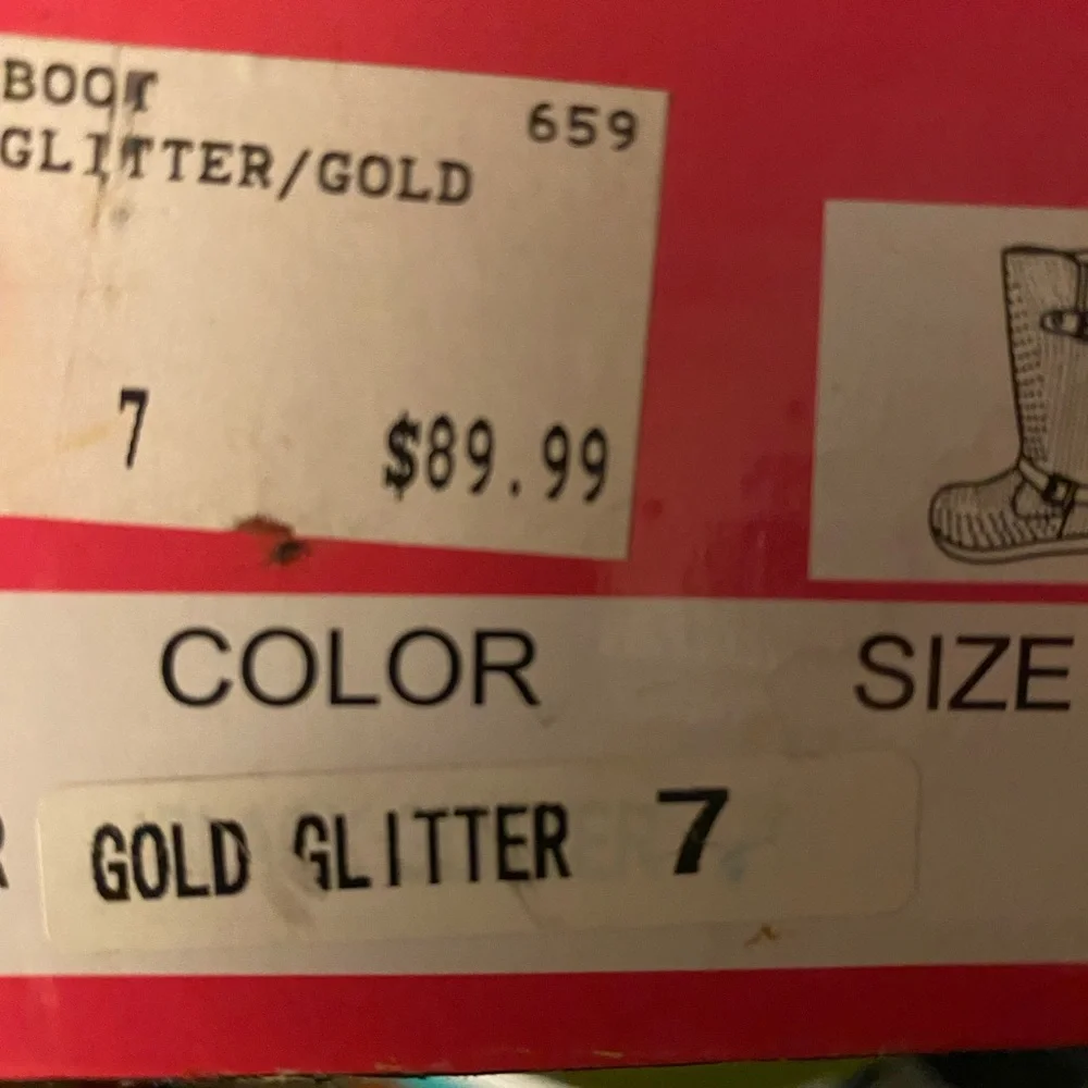 Gold Glitter Rhinestone Boots - Picture 6 of 7